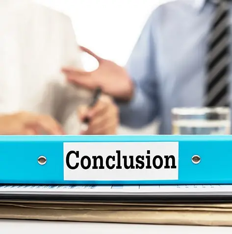 Illustration representing the conclusions concept, showcasing the resolution of a meeting with a business team engaged in brainstorming. Relevant for those seeking conclusion and recommendation help, capturing the collaborative decision-making process in professional settings.